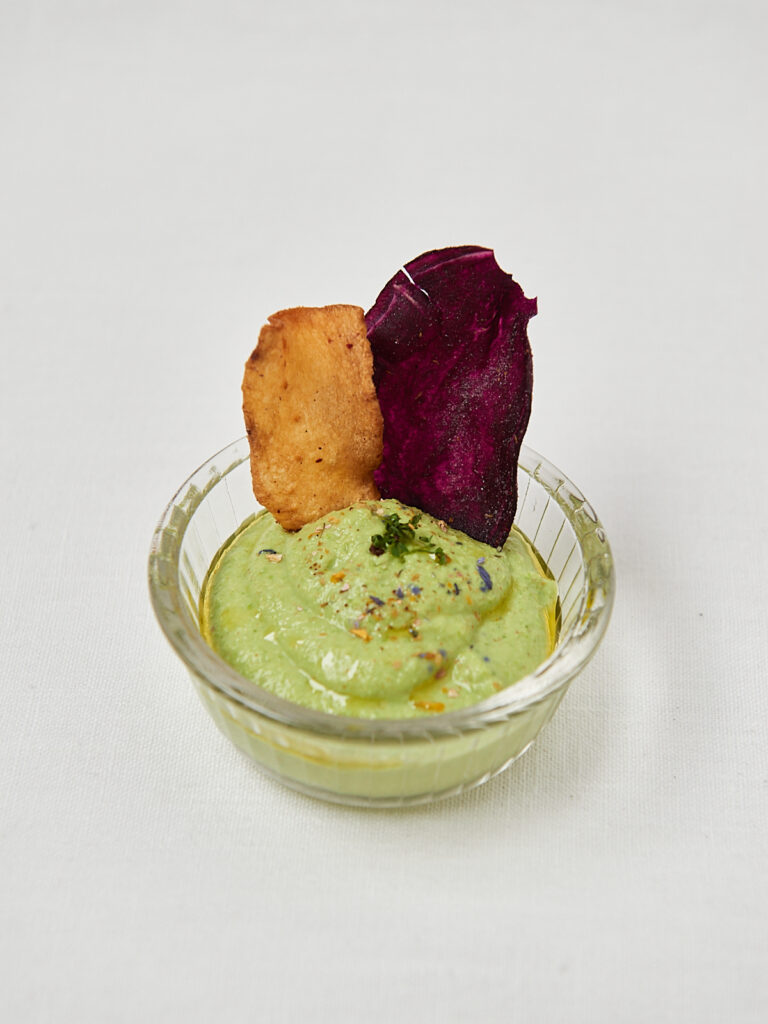 green dip with veggies