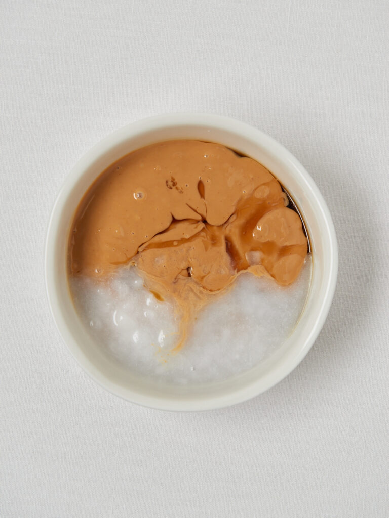 bowl with coconut oil and peanut butter