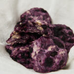 Gesunde Blaubeer-Cookies serviert mit Joghurt und Fruchtsoße