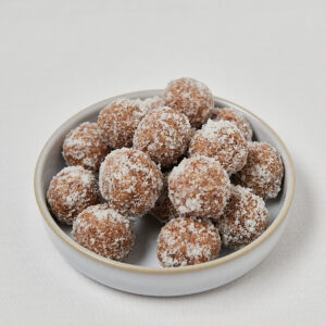 Plate filled with no bake protein balls