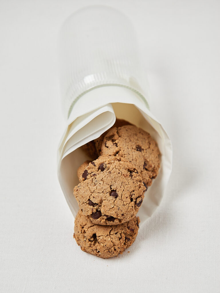 High-protein gluten-free cookies arranged on baking paper before baking