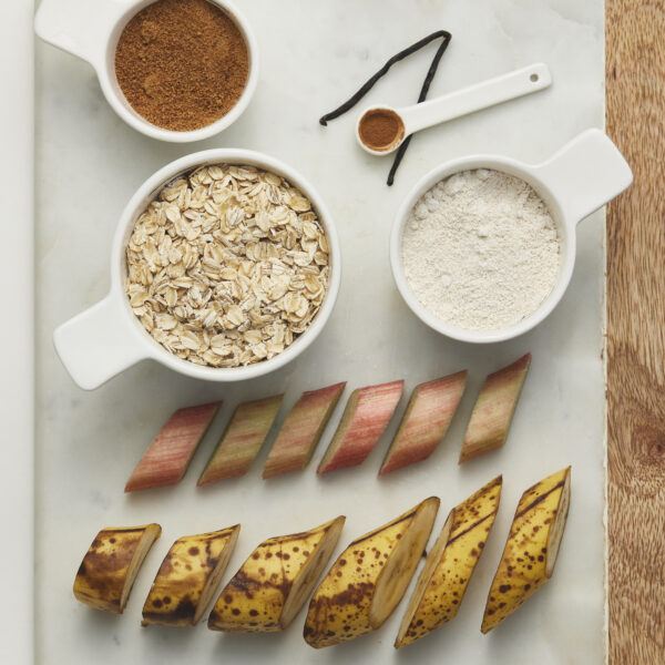 ingredients rhubarb banana muffins