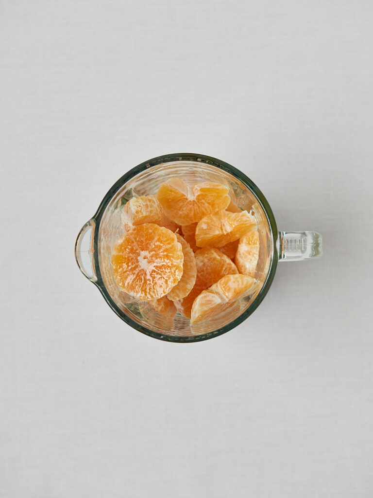Frische Mandarinen im Mixbehälter – Zubereitung Creamsicle Pops Basis